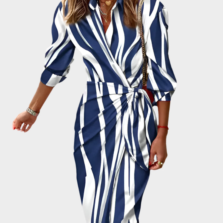 Věnceslava Elegantní Midi Šaty Drapé Minimalistické