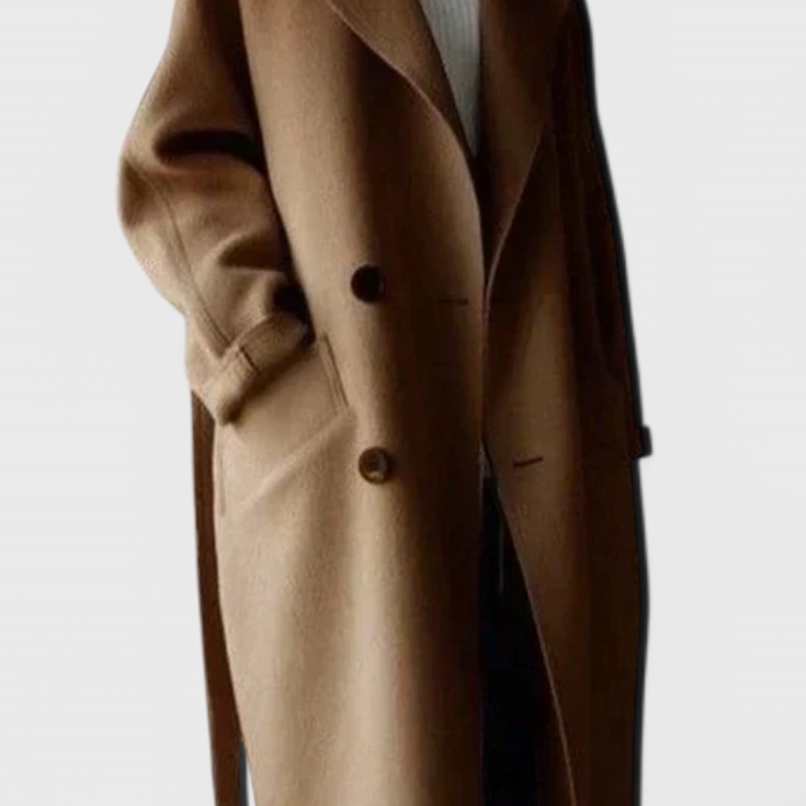 Nadčasový dlouhý kabát z lehké vlněné směsi