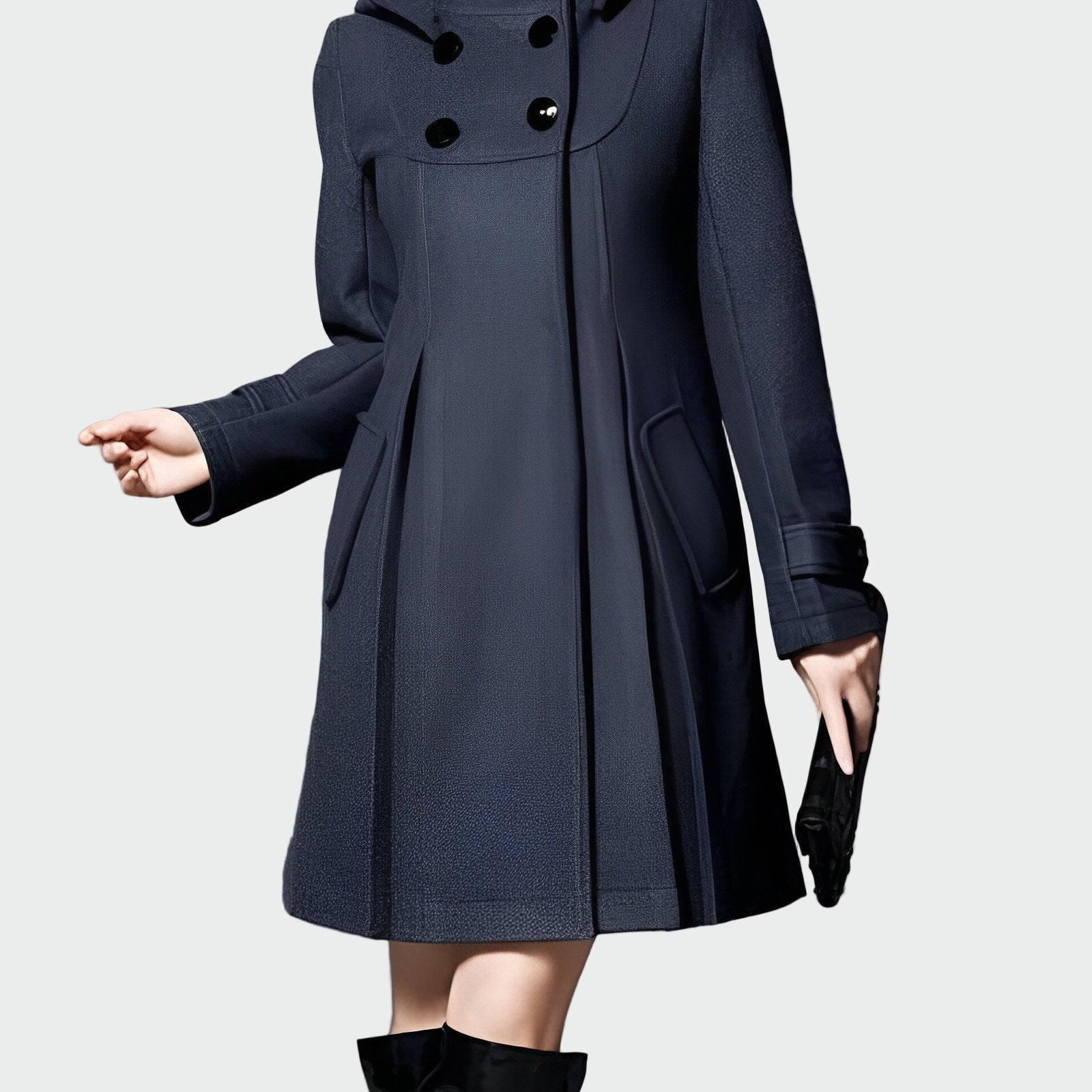 Magdaléna Elegantní Dlouhý Kabát S Kapucí A Límcem