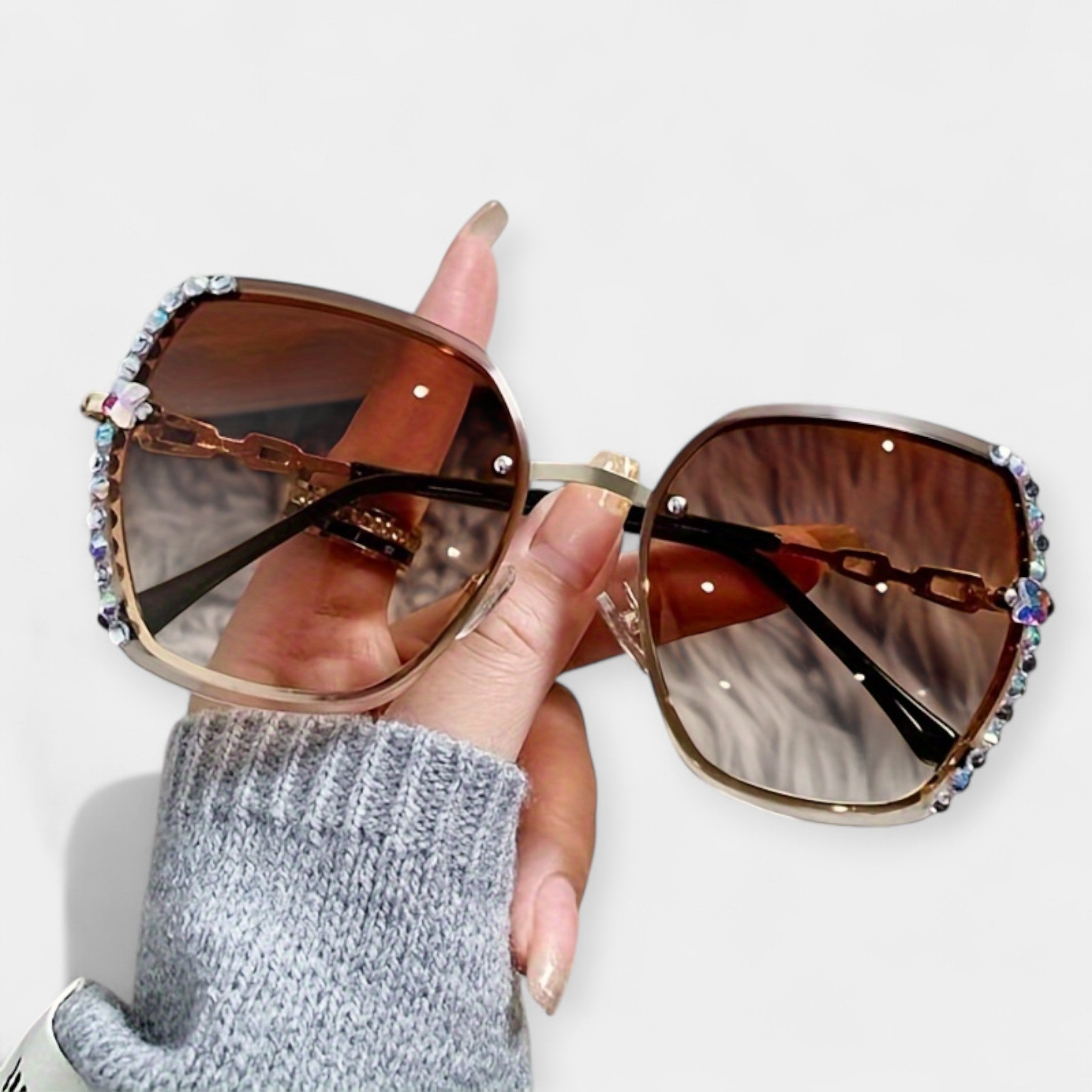 Lucie Elegantní Metalové Sluneční Brýle GradientníČočky