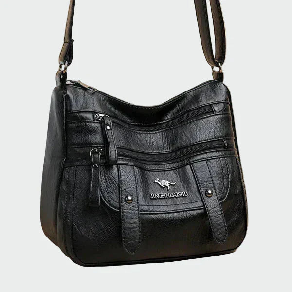 Lucie Elegantní Kožená Crossbody Kabelka Organizérem