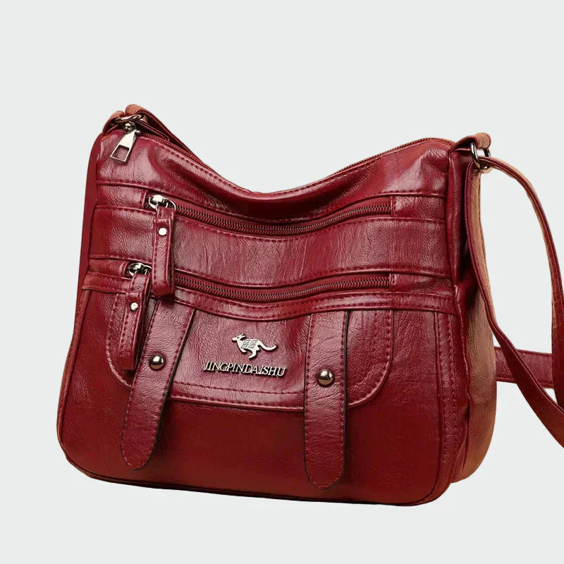 Lucie Elegantní Kožená Crossbody Kabelka Organizérem