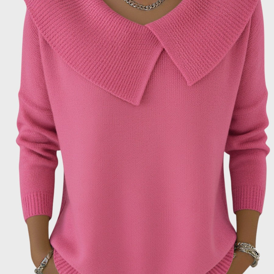 Barbora | Elegantní pletený svetr s výrazným límcem