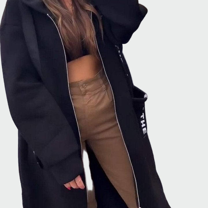 Věnceslava Výjimečná Luxusní Dlouhý Kabát Kapucí