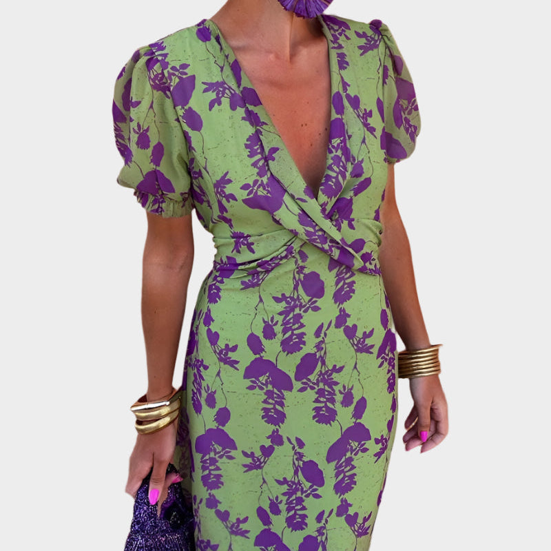 Magdaléna Elegantní Vestido Estampado Floral Pasovou