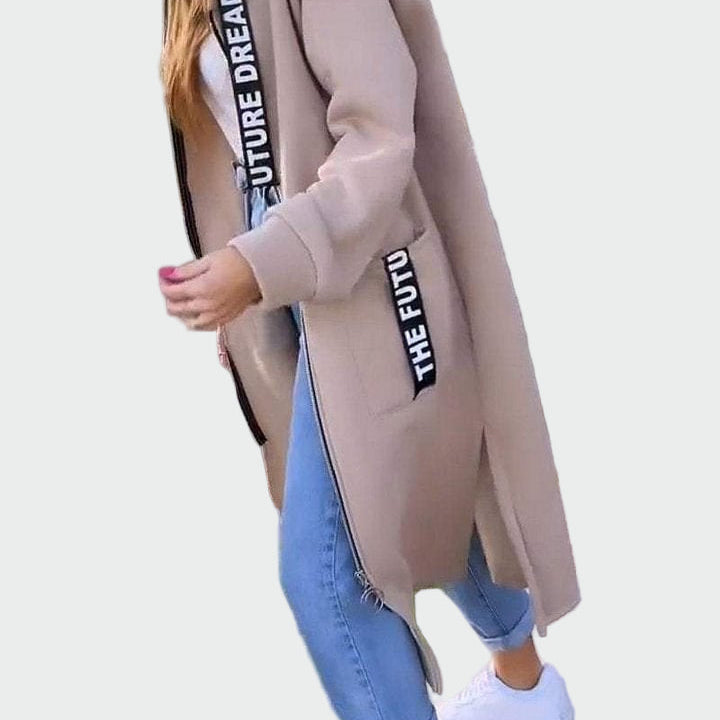 Věnceslava Sofistikovaná Prodloužený Kabát Se Kapucí