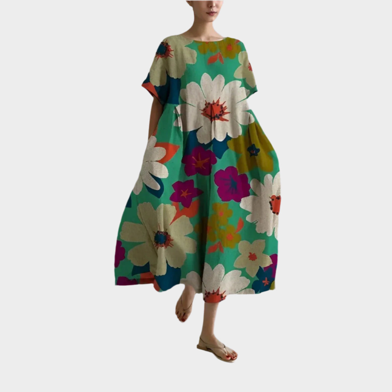 Magdaléna Elegantní Retrostylový Oversize Květinové Šaty