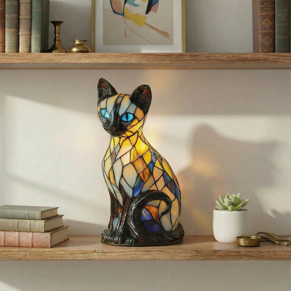Mystická kočka - Lampa ve Vitráži