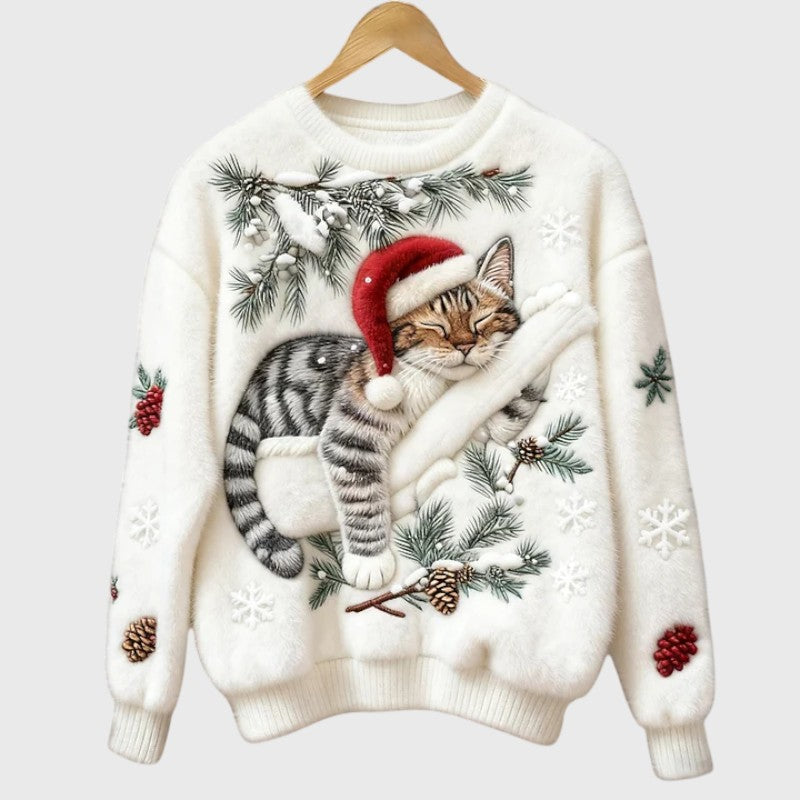 Cozy Festive Cat Sweater