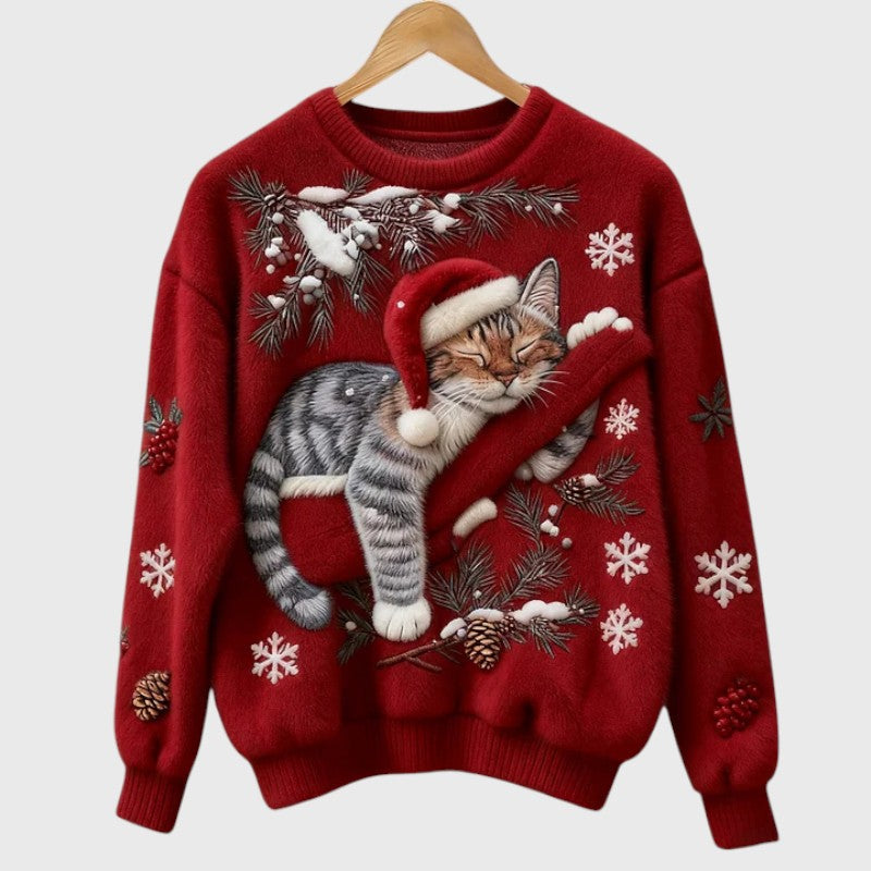 Cozy Festive Cat Sweater