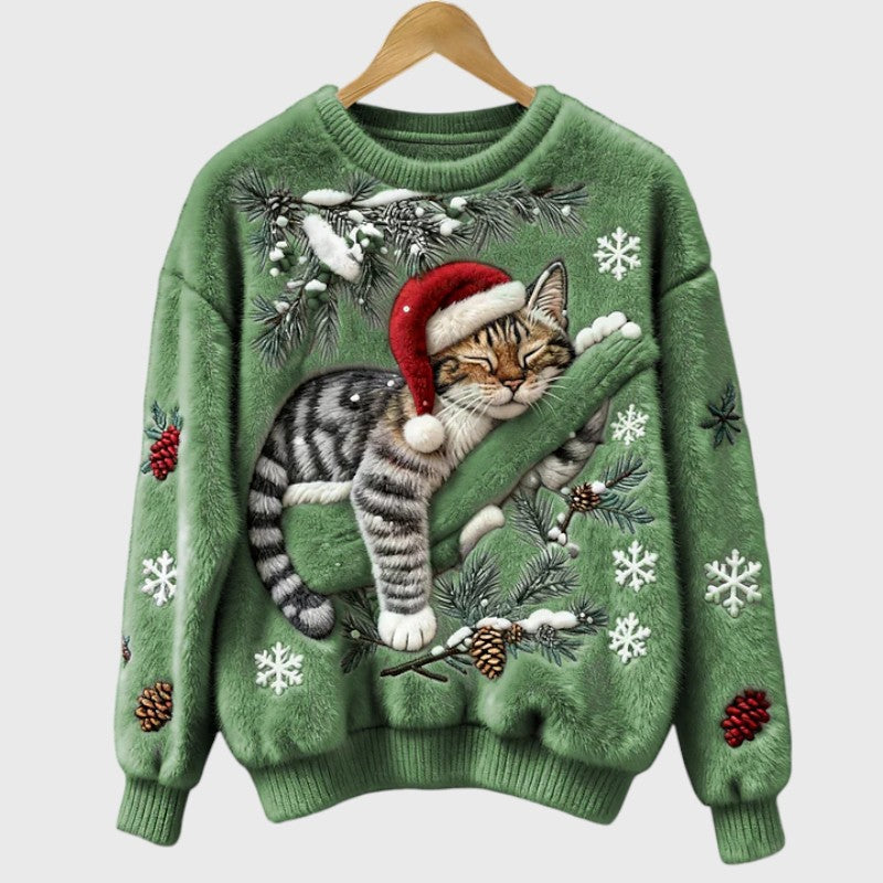 Cozy Festive Cat Sweater