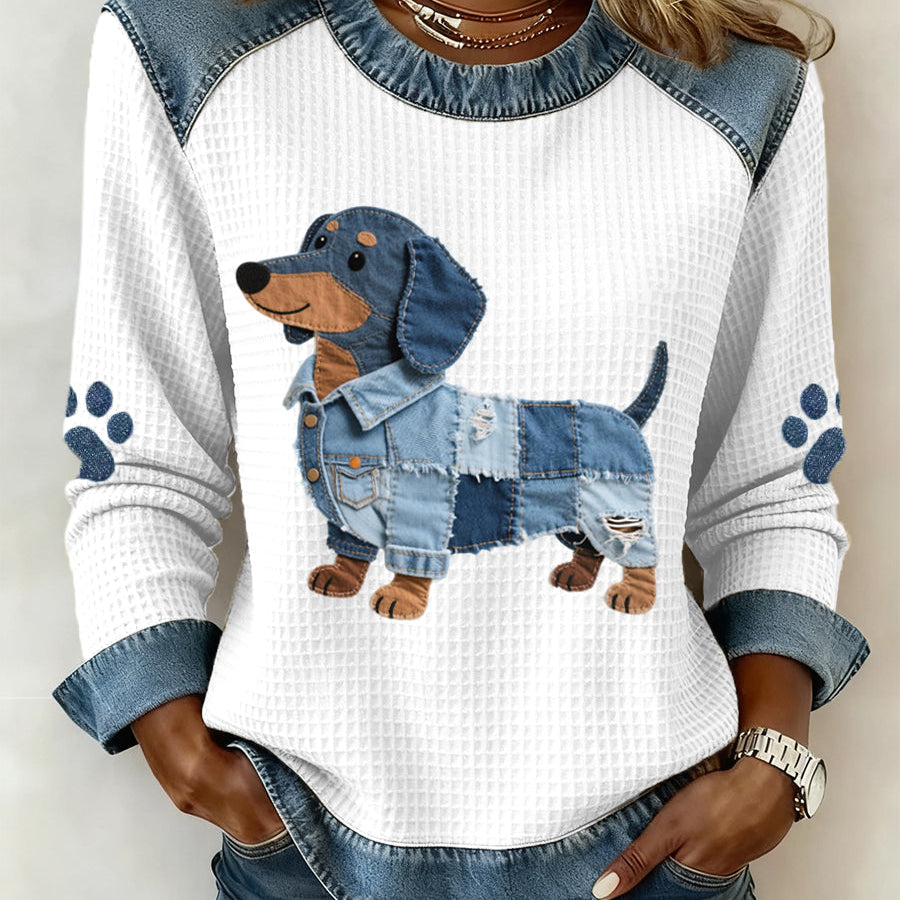 Julia - Okouzlující jezevčík s patchwork denim