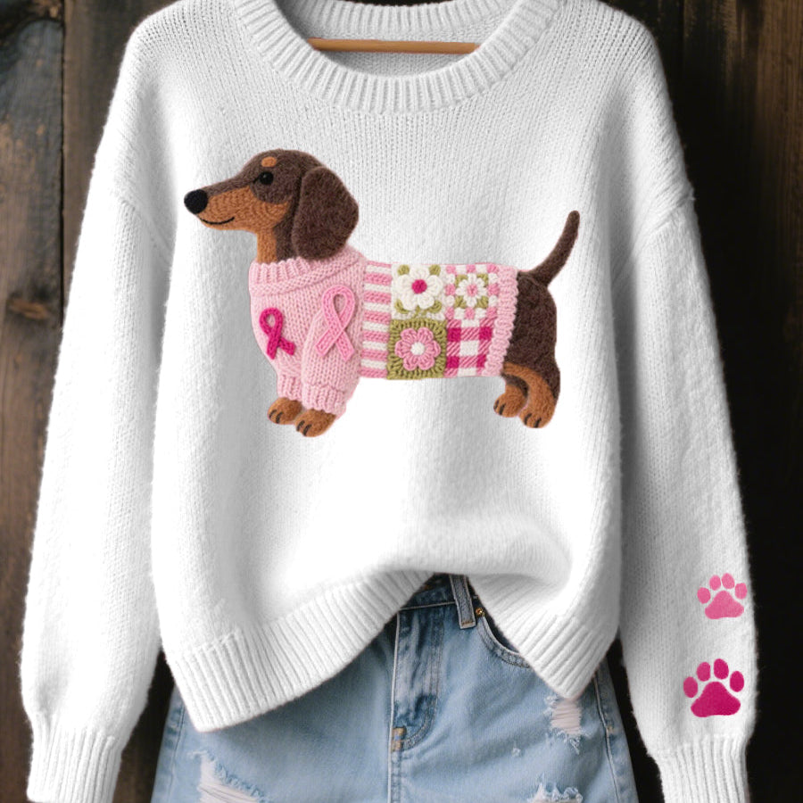 Alba – Svetr s motivem jezevčíka z vlněného filcu