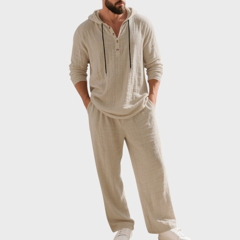 Milo | Pánský lněný set s kapucí
