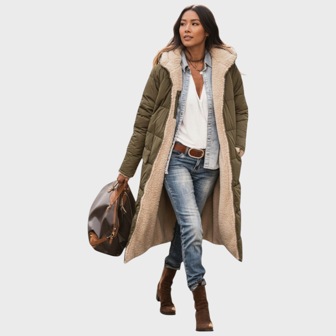 Kora - Hřejivý kabát s kožešinovou podšívkou