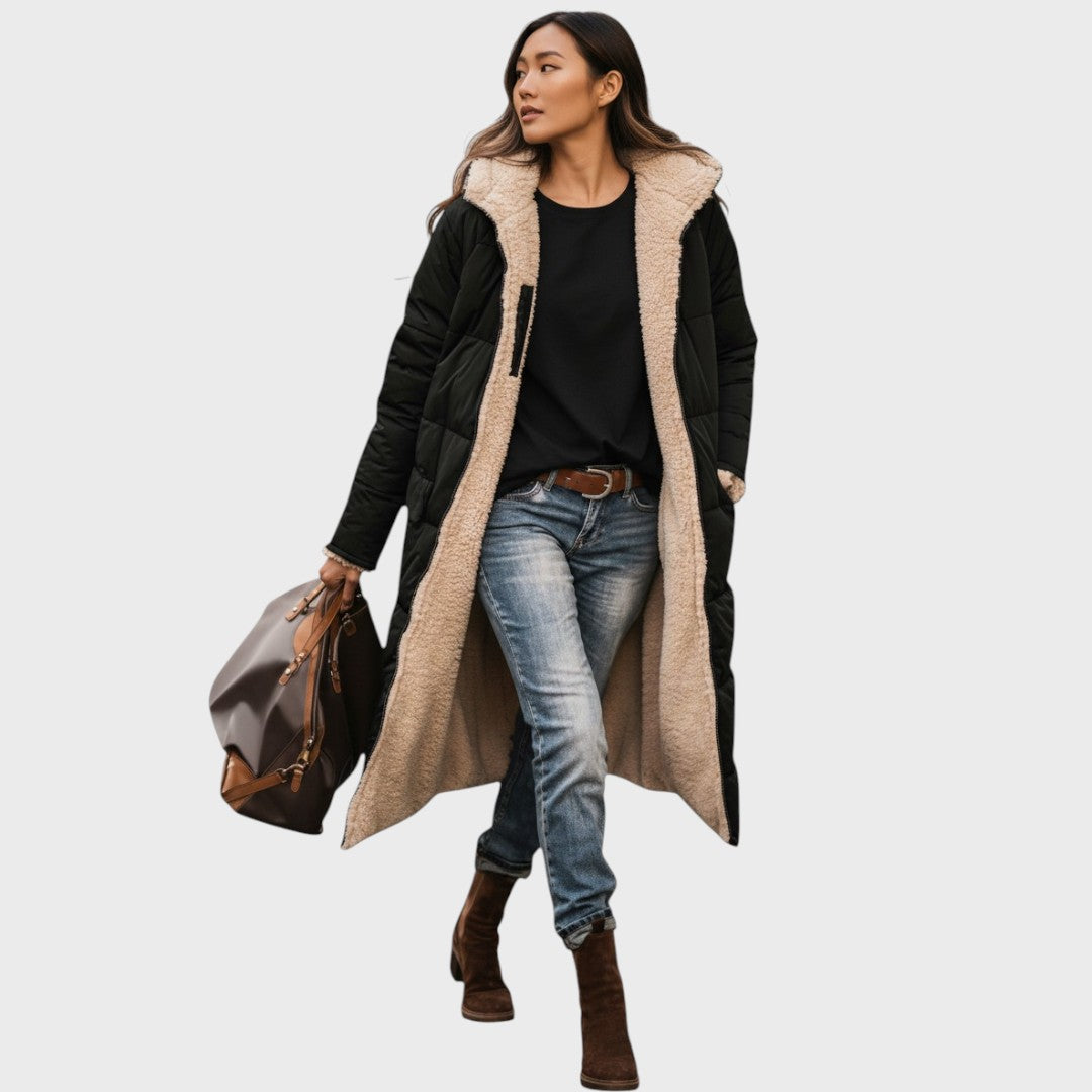Kora - Hřejivý kabát s kožešinovou podšívkou