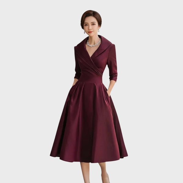 Tereza | Elegantní midi šaty s dlouhým rukávem